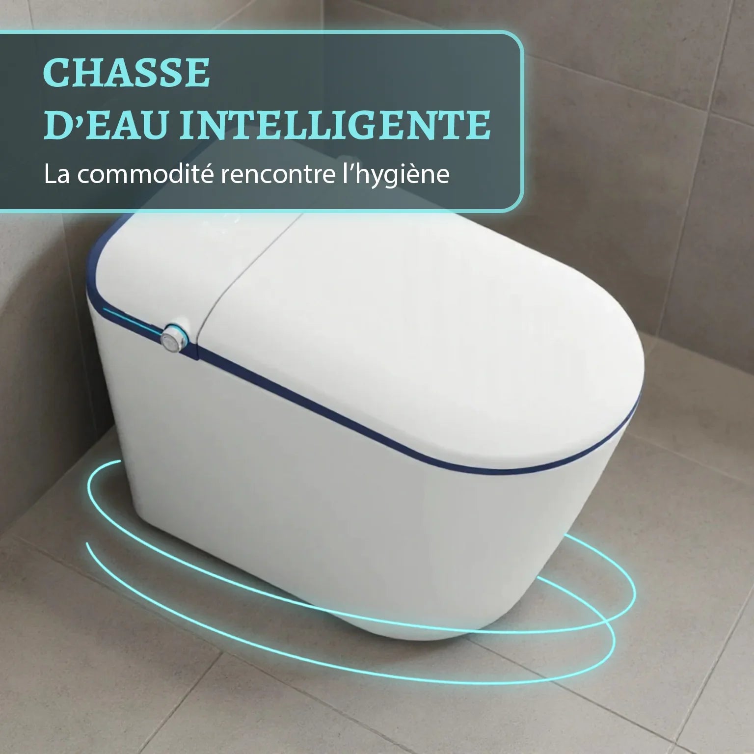 SERA Sigma Toilette-bidet intelligente, toilette monopièce avec chasse automatique à jet, couvercle à ouverture/fermeture automatique, lavage à l’eau tiède, séchage à air chaud, siège chauffant – Finition Bleu