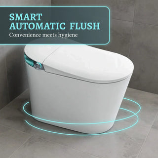 SERA Witty Smart Bidet Toilet, One-Piece Toilet with Auto Jet Flush, Auto Open/Close Lid, Warm Water Wash, Warm-Air Dryer, Heated Seat – White Display