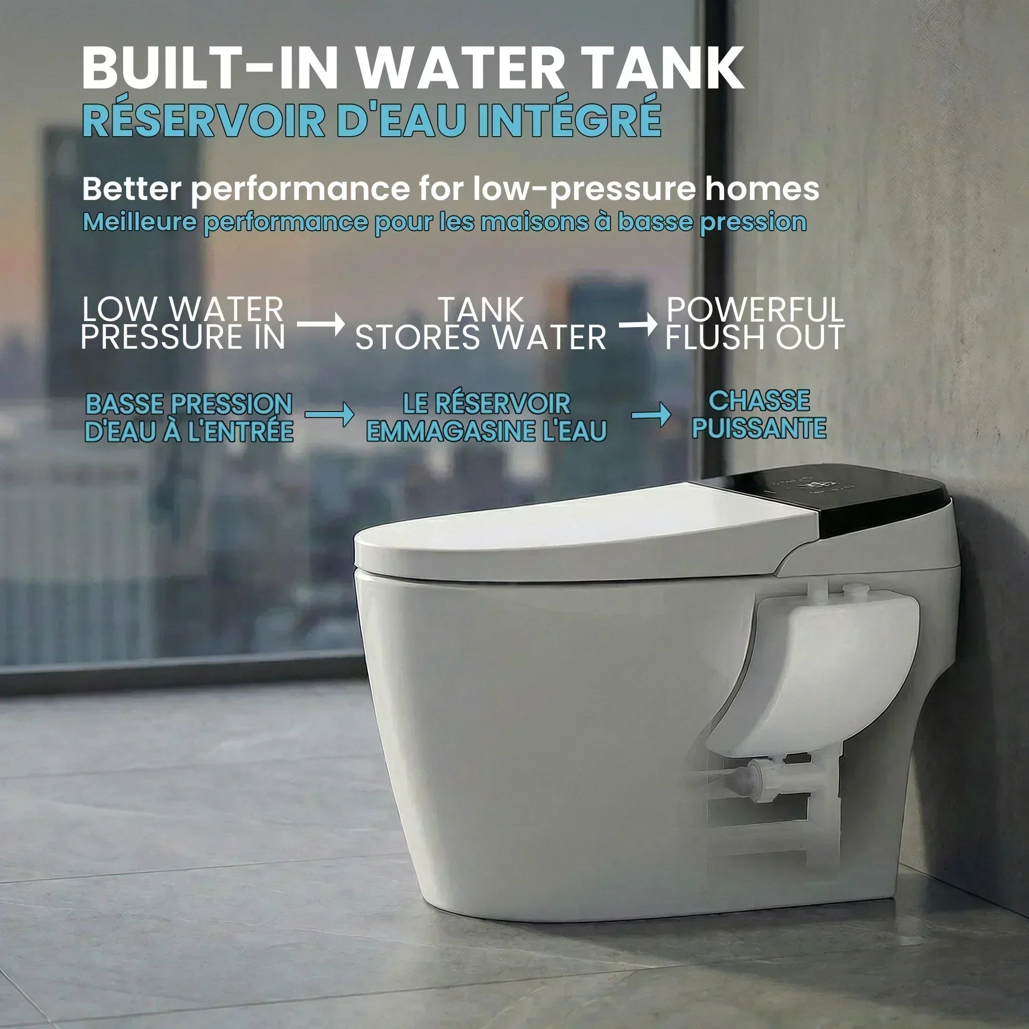 Sera Omega Smart Bidet Toilet, One-Piece Toilet with Auto Jet Flush, Auto Open/Close Lid, Warm Water Wash, Warm-Air Dryer, Heated Seat – Black