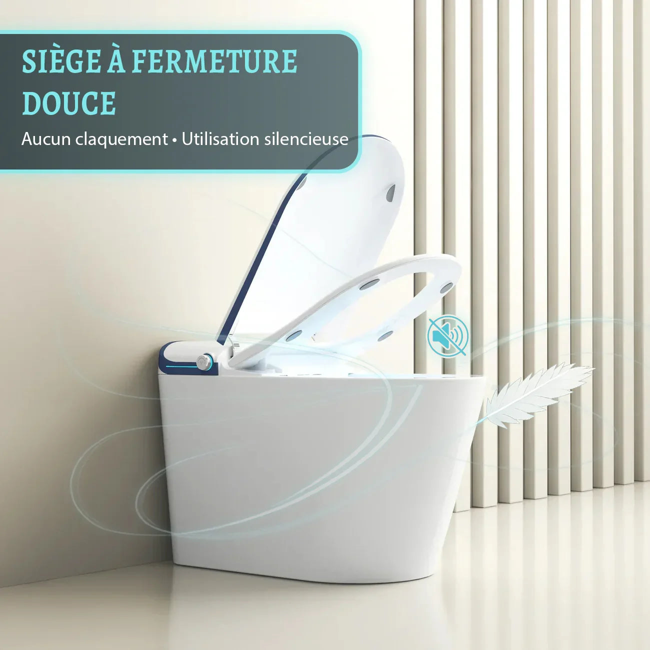 SERA Sigma Toilette-bidet intelligente, toilette monopièce avec chasse automatique à jet, couvercle à ouverture/fermeture automatique, lavage à l’eau tiède, séchage à air chaud, siège chauffant – Finition Bleu