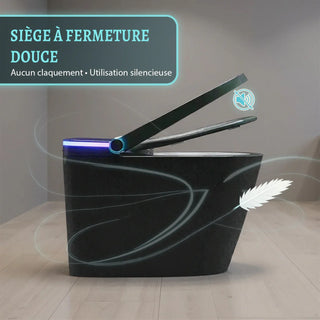 Sera Omega Toilette intelligente avec bidet, monobloc avec chasse à jet automatique, abattant auto-ouvrant/fermant, lavage à l’eau chaude, sécheur à air chaud, siège chauffant – Noir
