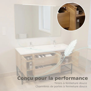 Meuble-Lavabo Mural 72po Chêne Brut avec Comptoir de Polymarbre Blanc