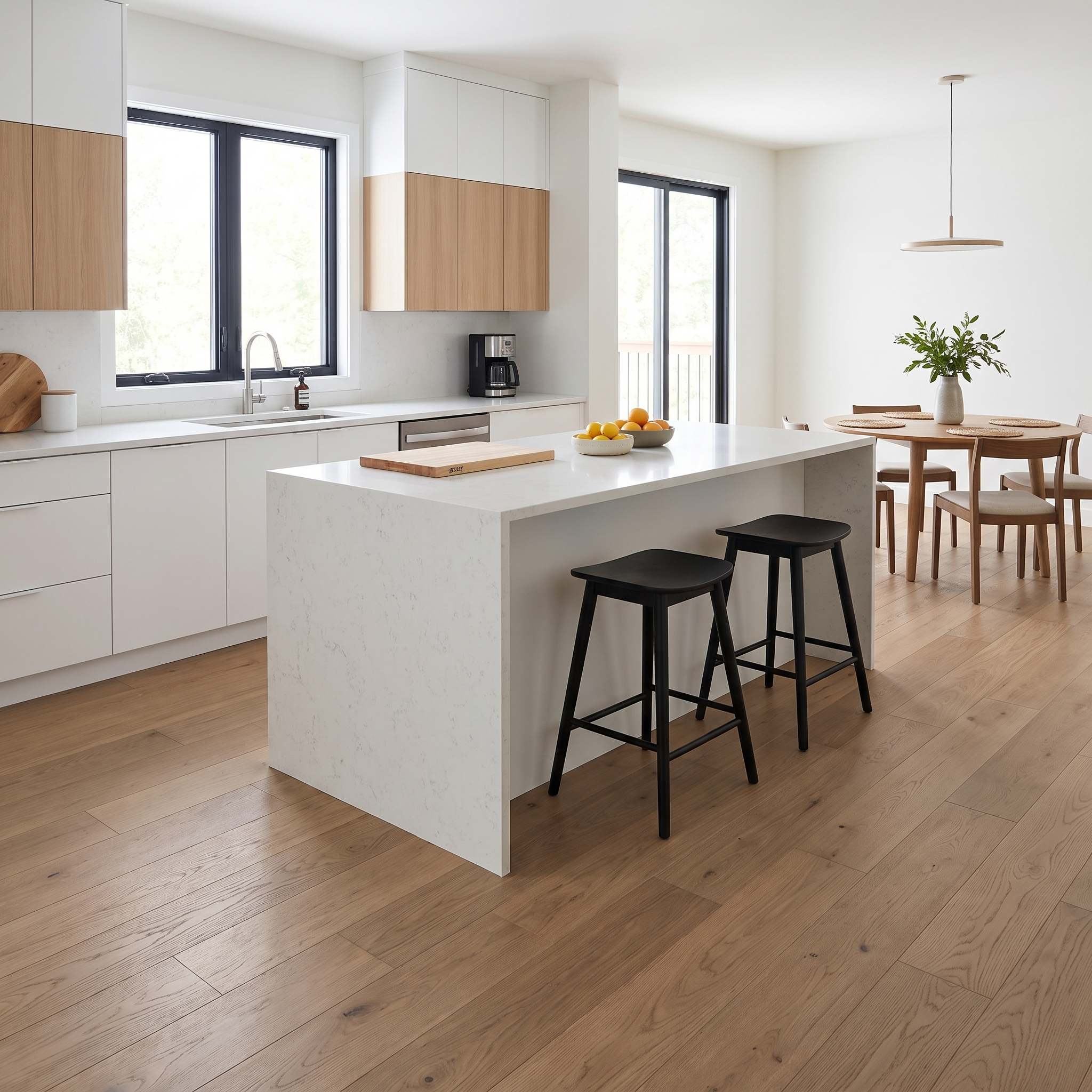 Plancher de bois franc d'ingénierie en chêne blanc Sonoma - 7 1/2 po x 3/4 po
