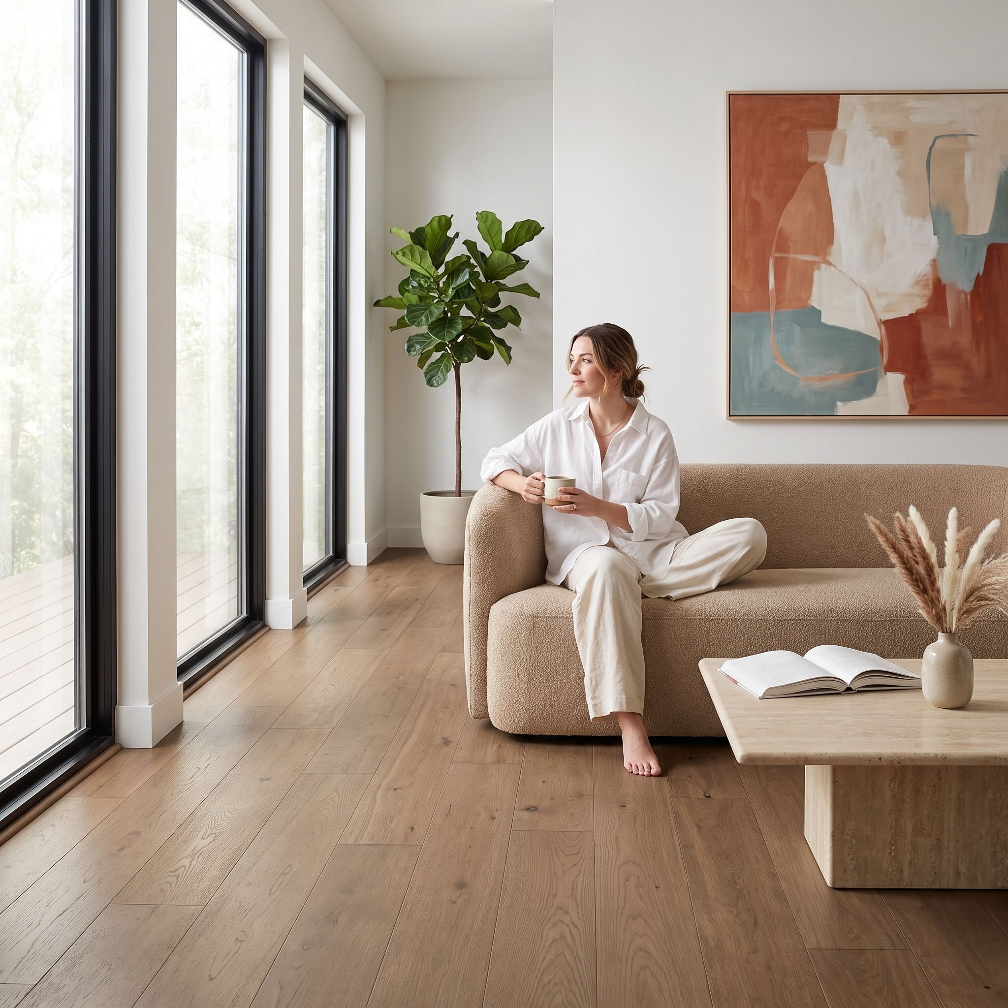 Plancher de bois franc d'ingénierie en chêne blanc Sonoma - 7 1/2 po x 3/4 po