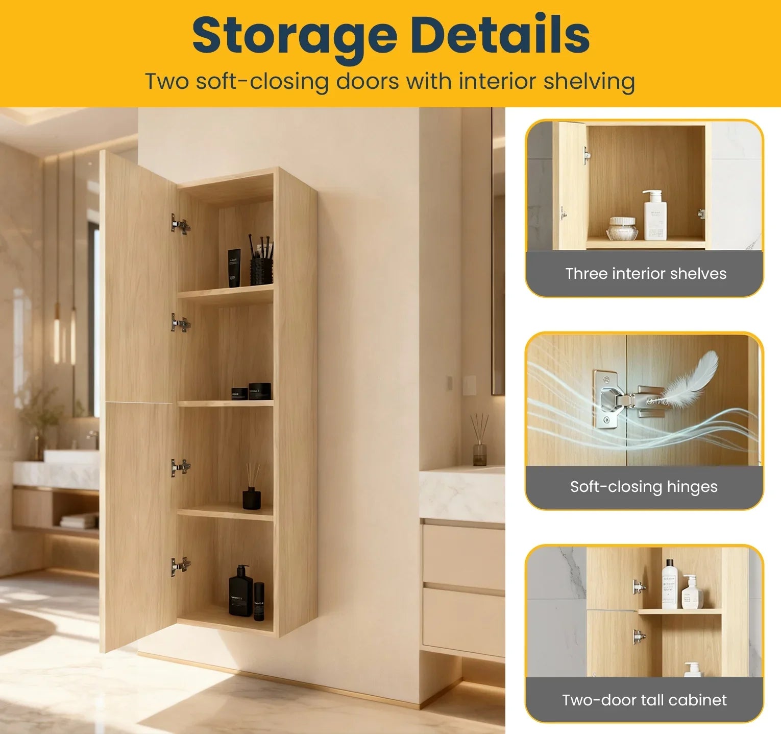 Armoire à Linge Mural de Salle de Bain - Noyer Couchant