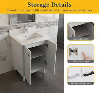 Meuble-Lavabo Autoportant 24po Gris Hampton avec Comptoir de Marbre Ingénierie Calcutta