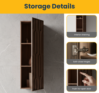 Meuble d'appoint Belfort en noyer, 1 porte avec étagères - Rangement de salle de bain