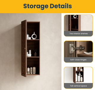 Toulouse Walnut 1-Door Side Cabinet with Shelves - Bathroom Storage