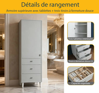 Armoire à linge autoportante pour salle de bain - Gris Hampton