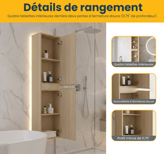 Armoire à linge suspendue murale de salle de bain - Blé