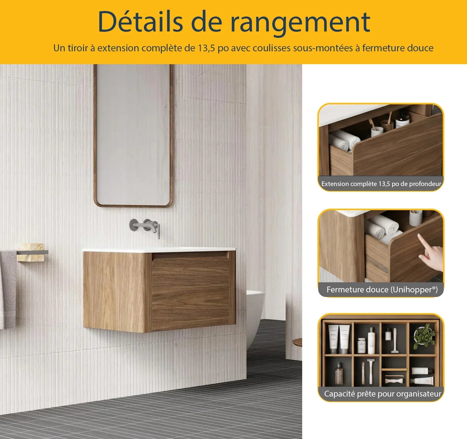 30" Walnut Wall Mount Bathroom Vanity with Matte White Solid Surface Countertop