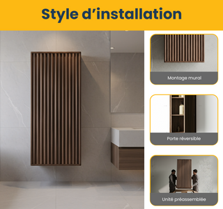 Meuble d'appoint Andorra en noyer, 1 porte avec étagères - Rangement de salle de bain