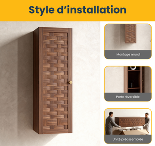 Toulouse Walnut 1-Door Side Cabinet with Shelves - Bathroom Storage