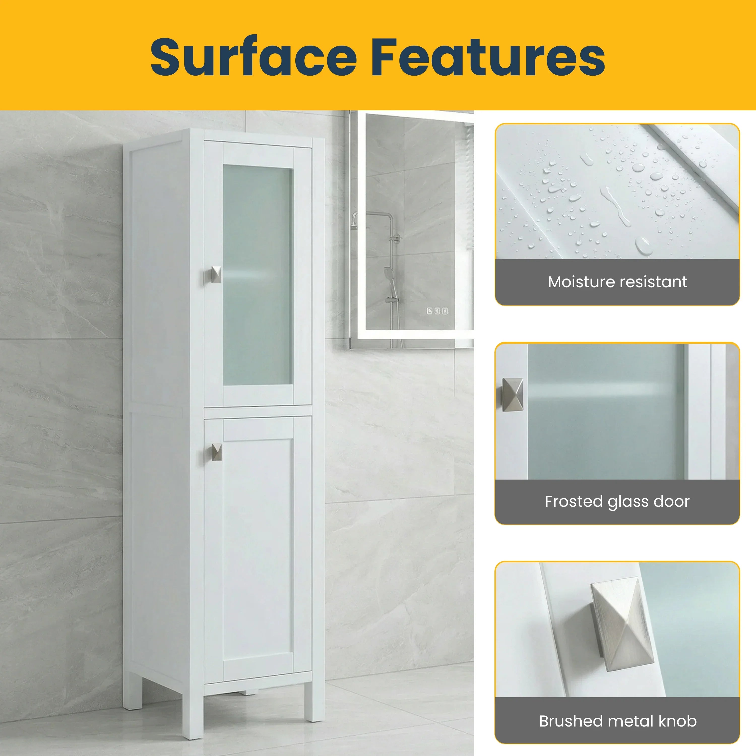 Armoire à linge de salle de bain autoportante - Collection Bilbao blanche