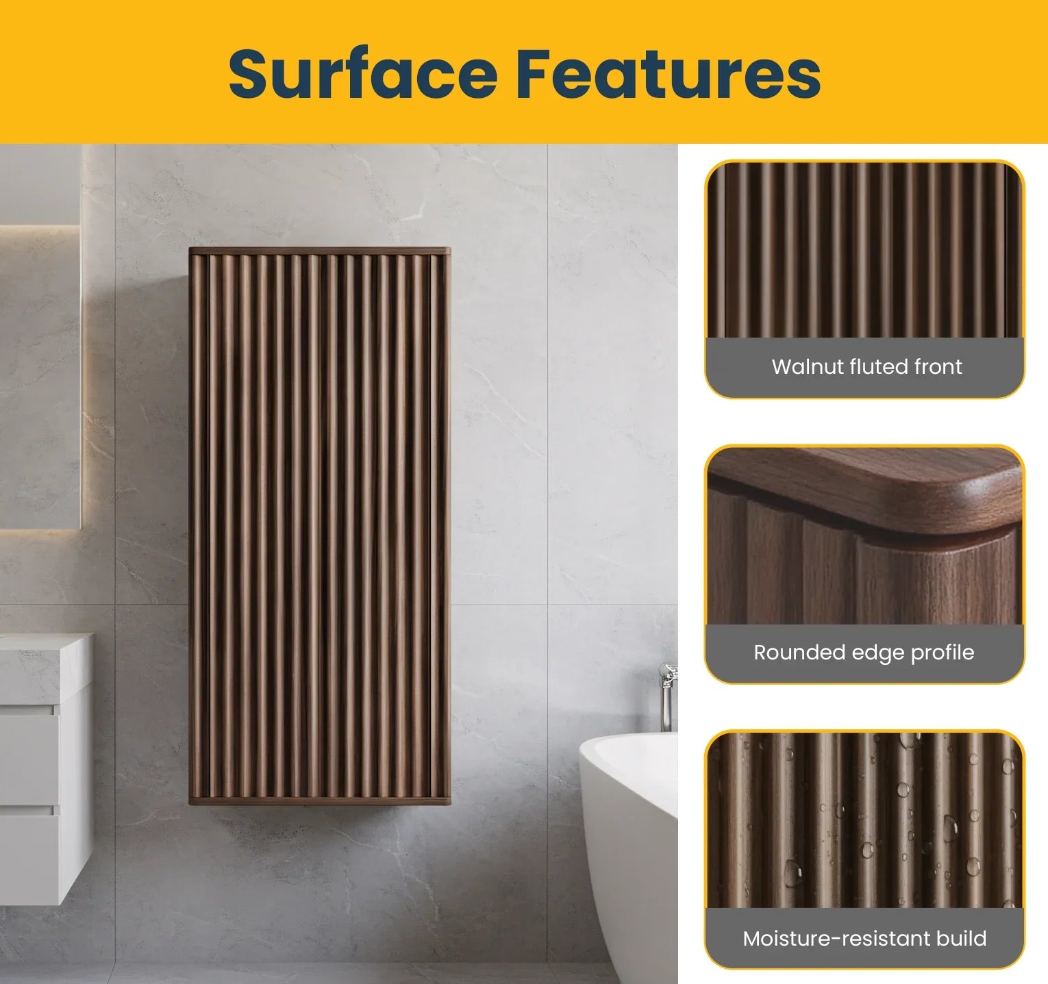 Meuble d'appoint Andorra en noyer, 1 porte avec étagères - Rangement de salle de bain