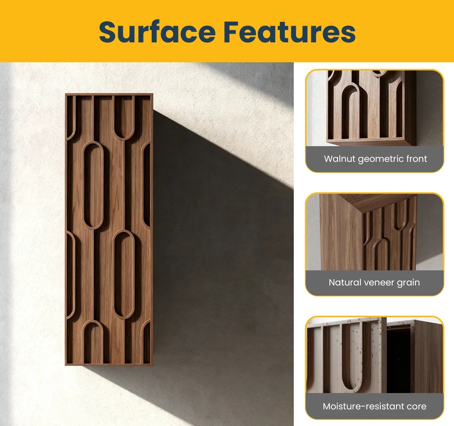 Meuble d'appoint Belfort en noyer, 1 porte avec étagères - Rangement de salle de bain