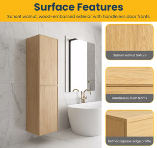Armoire à Linge Mural de Salle de Bain - Noyer Couchant