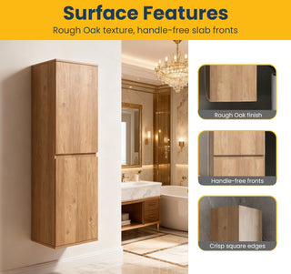 Bathroom Wall Hung Linen Cabinet - Rough Oak