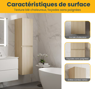 Armoire à linge suspendue murale de salle de bain - Blé