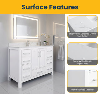 Meuble-lavabo Autoportant 42 po Blanc avec Comptoir de Marbre Ingénierie Calcutta