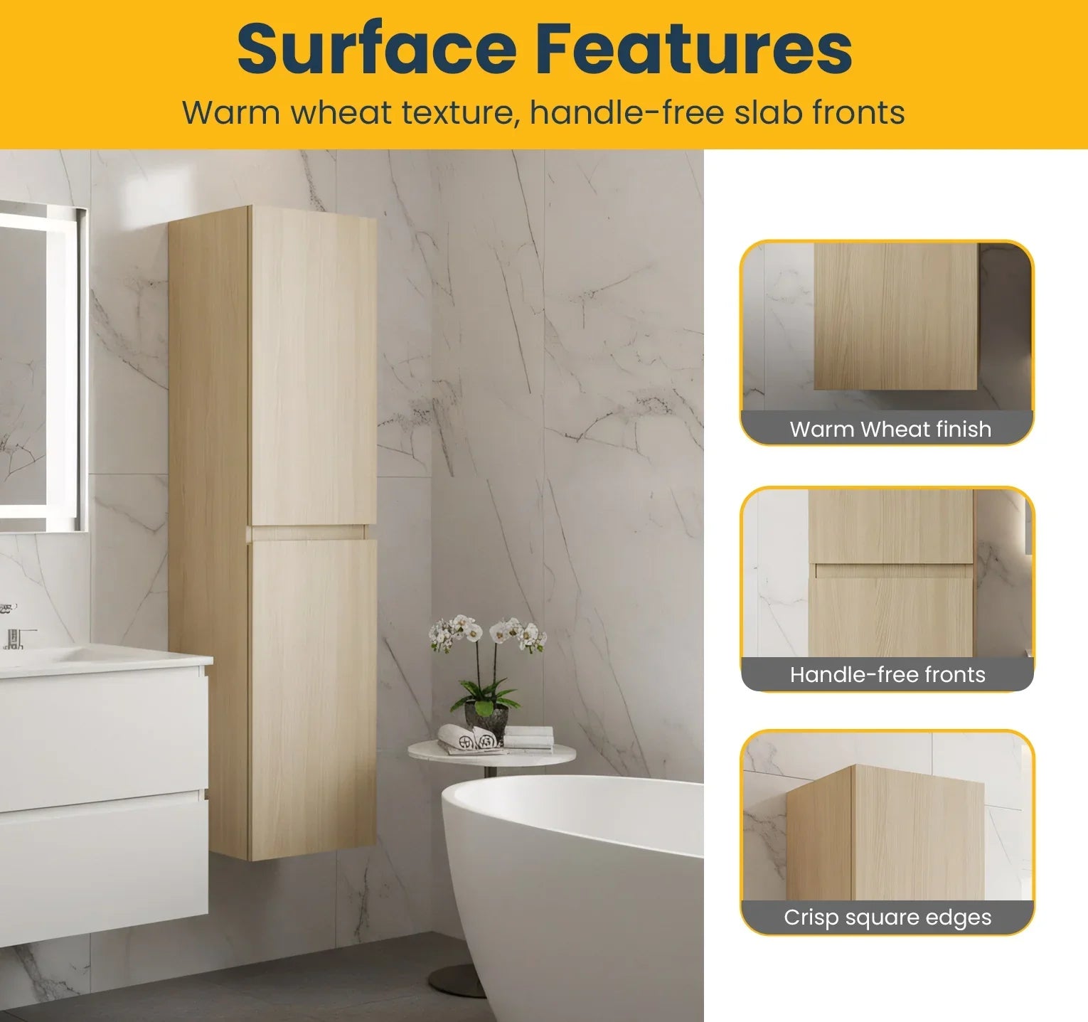 Armoire à linge suspendue murale de salle de bain - Blé