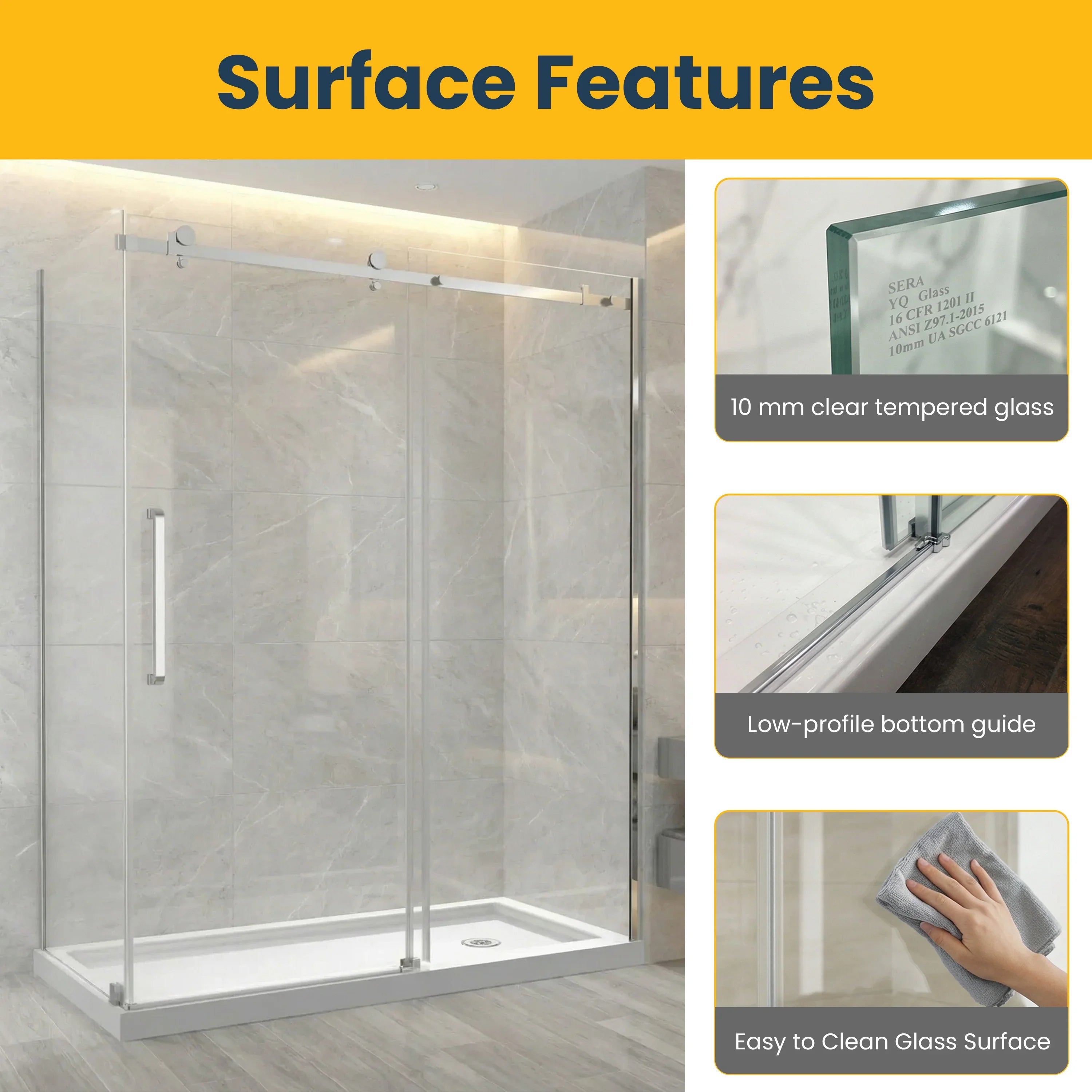 60" x 32" x 75" Chrome Square Hardware Sliding Shower Door Set - 2-Wall Corner Setup