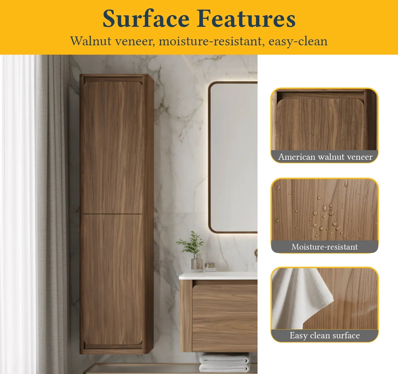 Armoire murale réversible en noyer suspendue pour linge