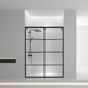 48" x 79" Matte Black Framed Sliding Shower Door with Clear Tempered Glass
