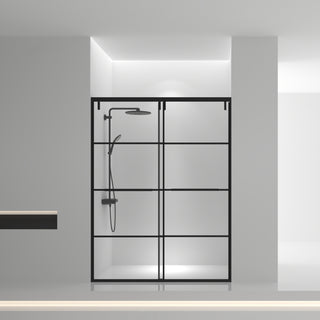 60" x 79" Framed Reversible Sliding Shower Door in Matte Black with Clear Glass