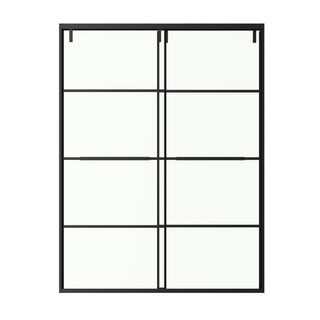 60" x 79" Framed Reversible Sliding Shower Door in Matte Black with Clear Glass