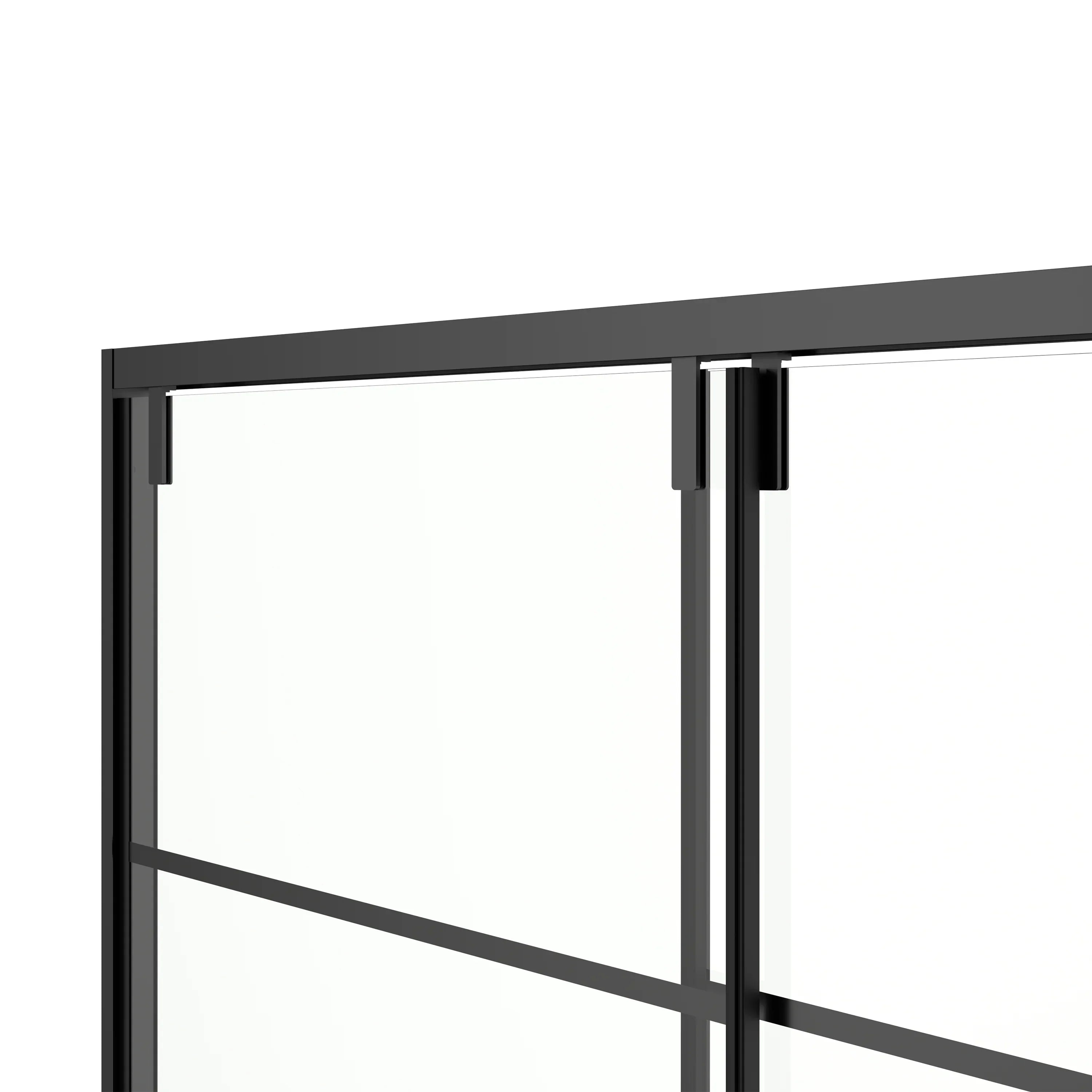 48" x 79" Matte Black Framed Sliding Shower Door with Clear Tempered Glass