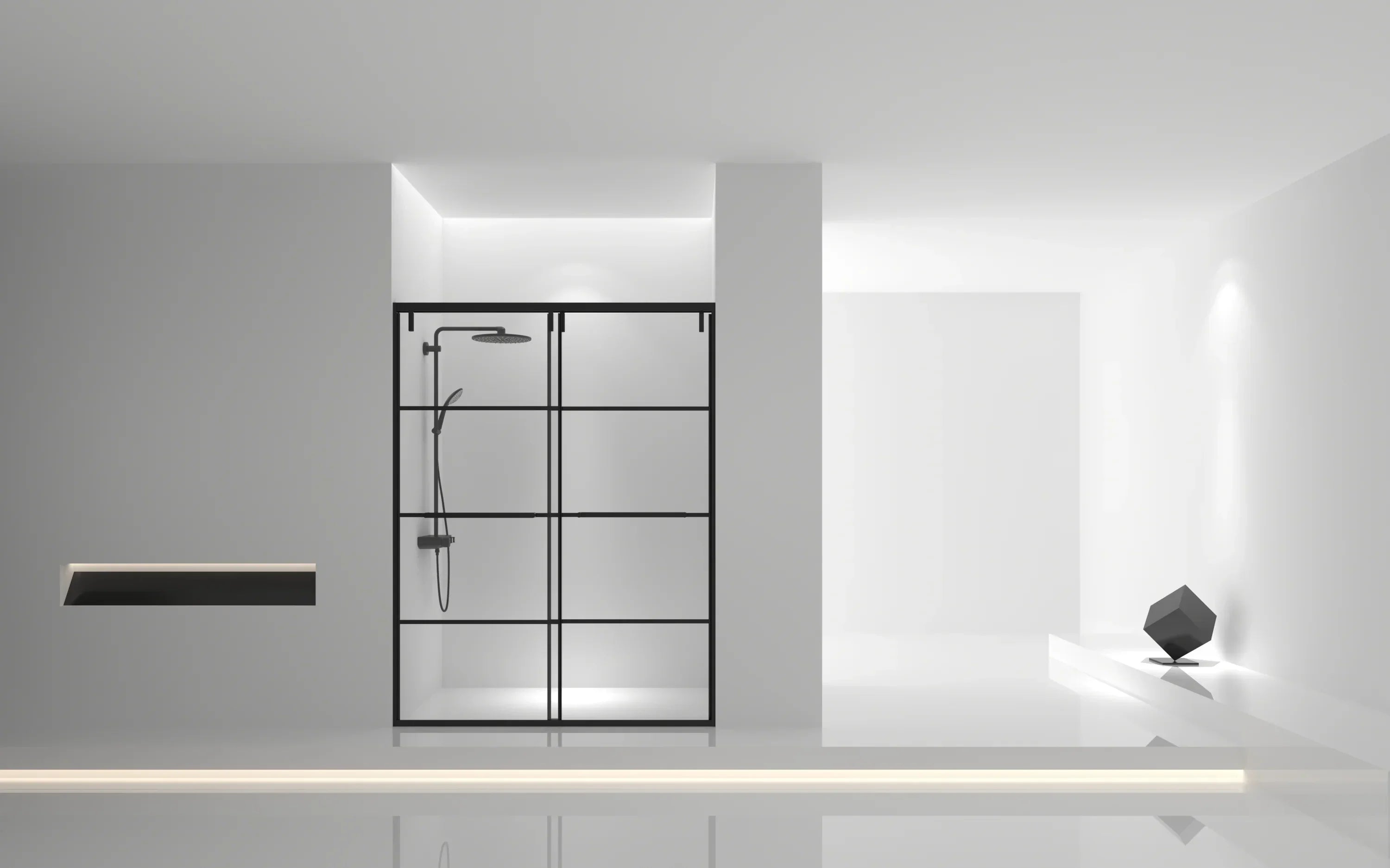 48" x 79" Matte Black Framed Sliding Shower Door with Clear Tempered Glass