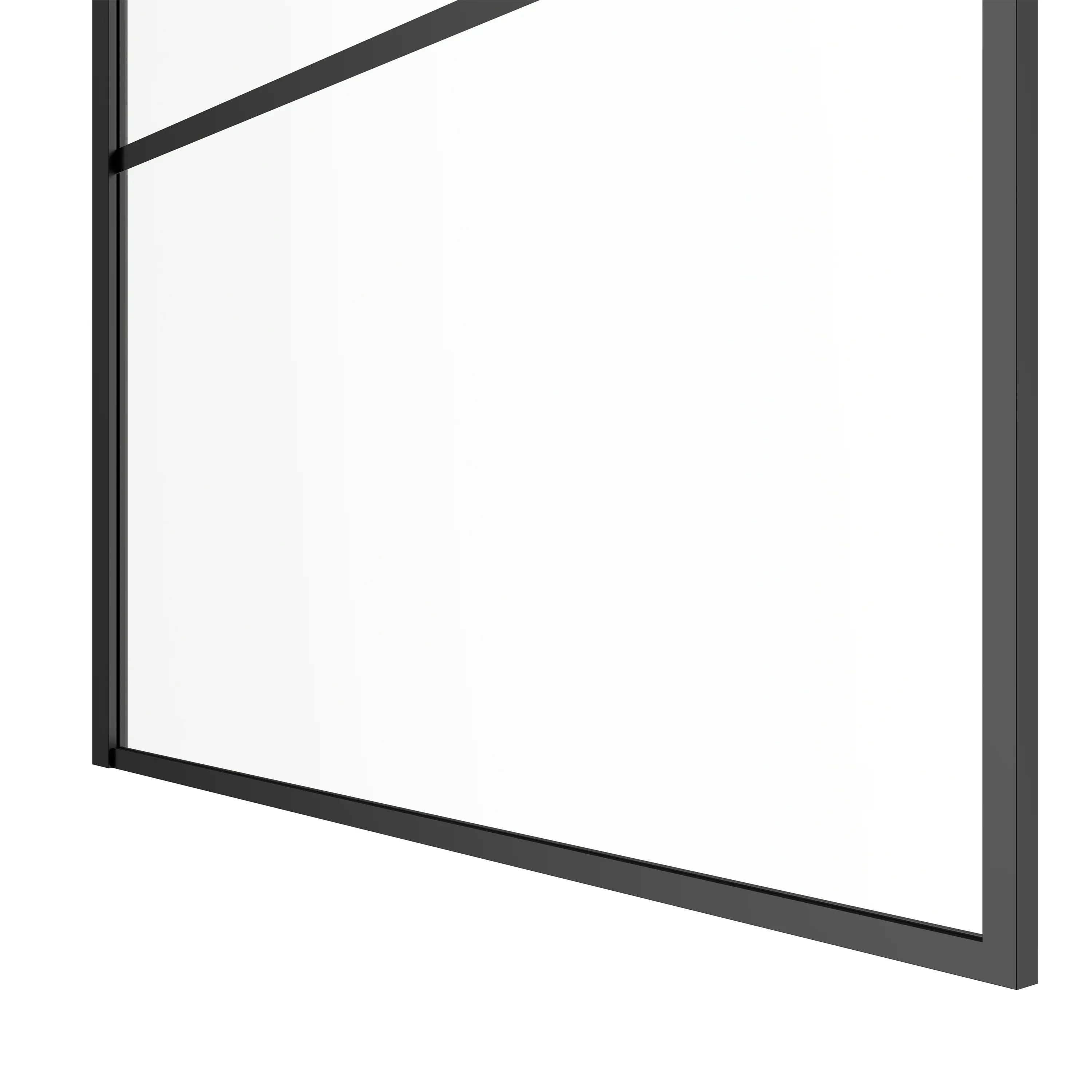 34" x 79" Fixed Reversible Walk-In Shower Panel in Matte Black with Clear Glass
