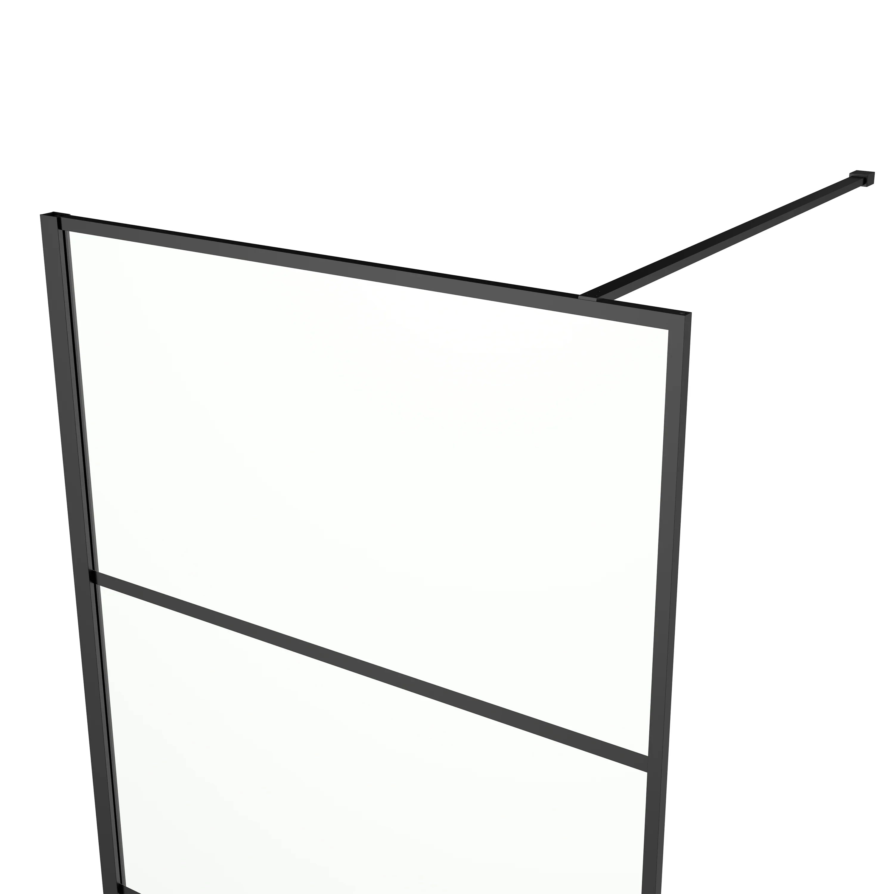 34" x 79" Fixed Reversible Walk-In Shower Panel in Matte Black with Clear Glass