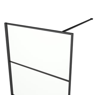 Panneau de Douche Walk-In Fixe Réversible 34 po x 79 po en Noir Mat avec Verre Clair