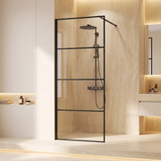 Panneau de Douche Walk-In Fixe Réversible 34po x 79po en Noir Mat avec Verre Clair