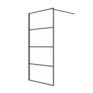 32" x 66" Fixed Reversible Bathtub Panel in Matte Black with Clear Glass