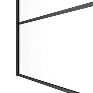 32" x 66" Fixed Reversible Bathtub Panel in Matte Black with Clear Glass