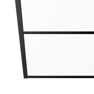 32" x 66" Fixed Reversible Bathtub Panel in Matte Black with Clear Glass