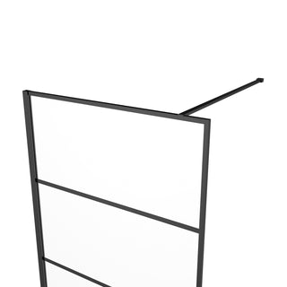 32" x 66" Fixed Reversible Bathtub Panel in Matte Black with Clear Glass