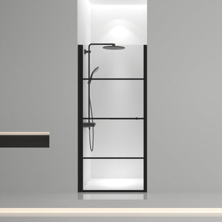 36" x 79" Reversible Pivot Shower Door in Matte Black with Clear Glass