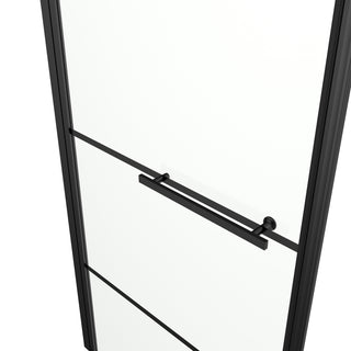 Porte de Douche Pivotante Réversible 36 po x 79 po en Noir Mat avec Verre Clair