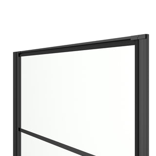 Porte de Douche Pivotante Réversible 36 po x 79 po en Noir Mat avec Verre Clair