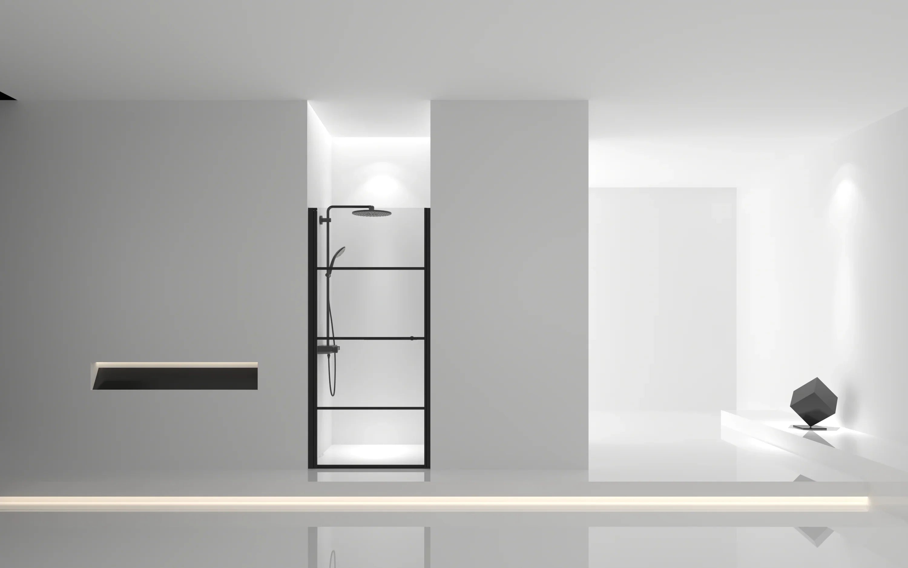 36" x 79" Reversible Pivot Shower Door in Matte Black with Clear Glass