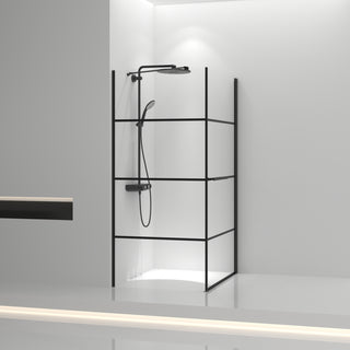 36" x 36" x 79" Framed Square Shower Enclosure with Reversible Pivot Door in Matte Black and Clear Glass