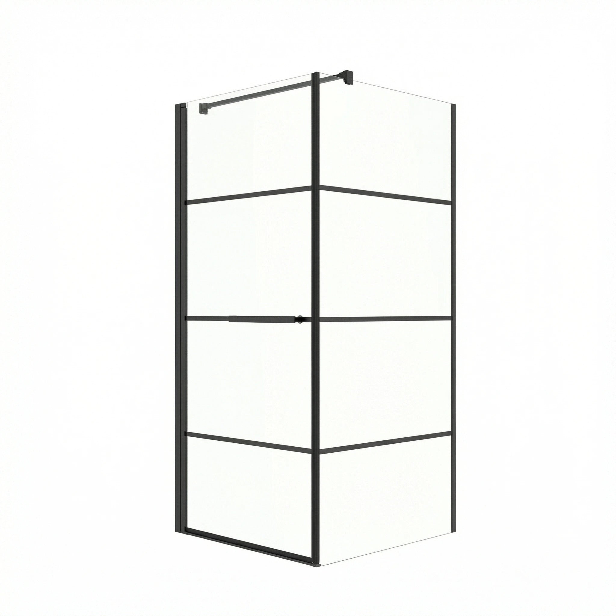 Cabine de Douche Coin 36po x 36po Noir Mat avec Porte Pivotante