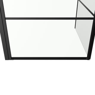 Enclos de Douche Carré à Cadre 36 po x 36 po x 79 po avec Porte Pivotante Réversible en Noir Mat et Verre Clair