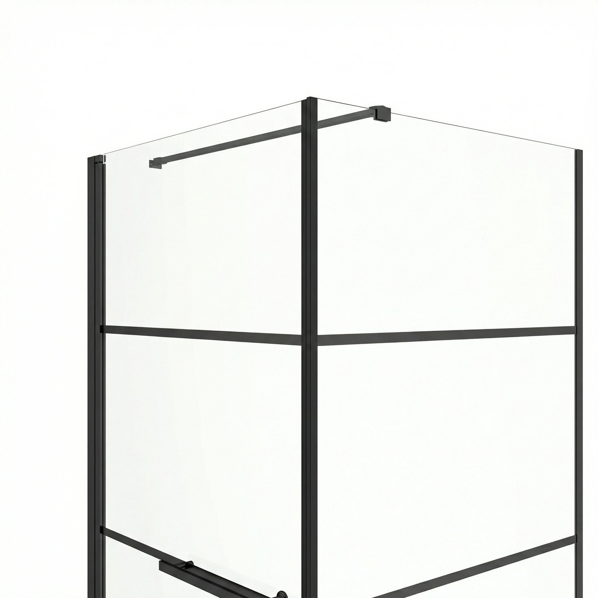 Cabine de Douche Coin 36po x 36po Noir Mat avec Porte Pivotante