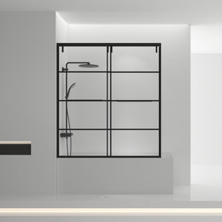 60" x 66" Framed Reversible Sliding Bathtub Door in Matte Black with Clear Glass