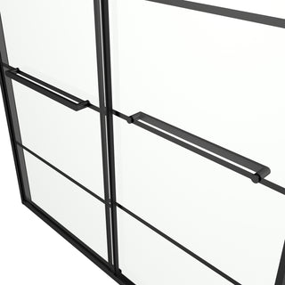 60" x 66" Framed Reversible Sliding Bathtub Door in Matte Black with Clear Glass